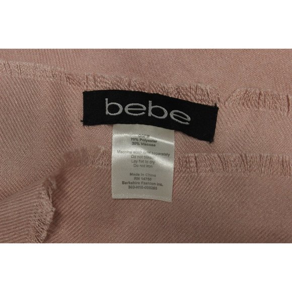 Bebe women's soft pink fringe shawl wrap scarf - Picture 6 of 11